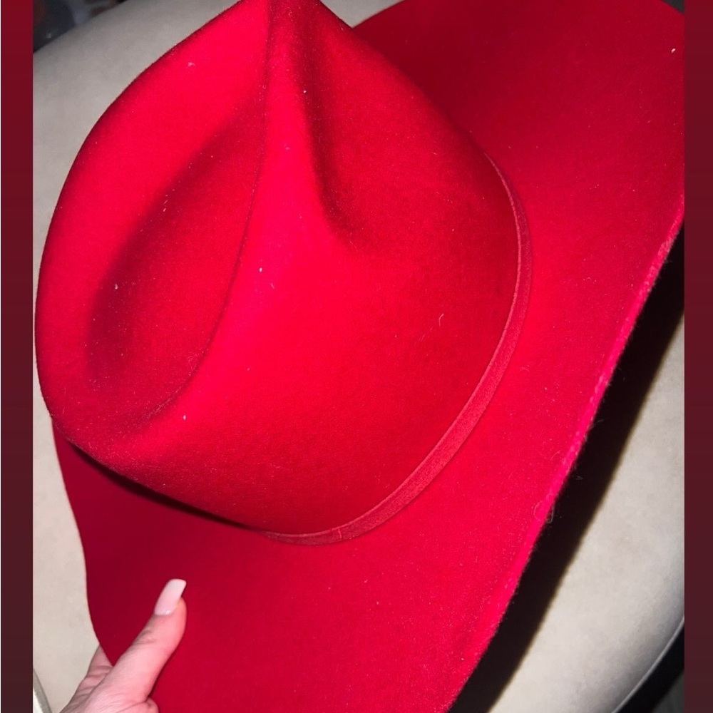 Women's Wide-Brim Felt Fedora Hat - Red